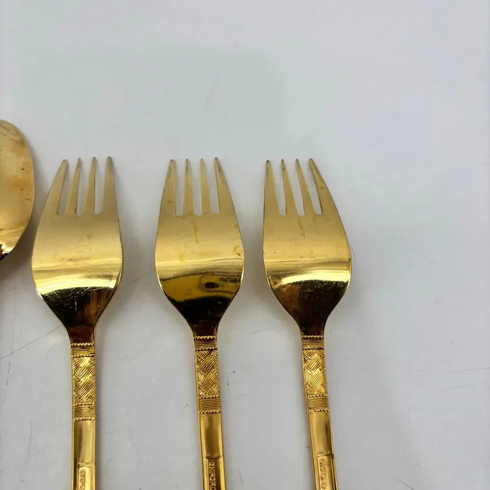 11 Vtg Oxford Hall Stainless Japan Gold Tone Flatware Regency